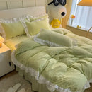 GobekUsa Double-Layer Lace Bubble Cotton Bedding Set - Soft Skin-Friendly Bed Linens