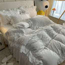 GobekUsa Double-Layer Lace Bubble Cotton Bedding Set - Soft Skin-Friendly Bed Linens