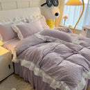 GobekUsa Double-Layer Lace Bubble Cotton Bedding Set - Soft Skin-Friendly Bed Linens