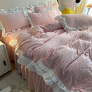 GobekUsa Double-Layer Lace Bubble Cotton Bedding Set - Soft Skin-Friendly Bed Linens