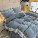 GobekUsa Double-Layer Lace Bubble Cotton Bedding Set - Soft Skin-Friendly Bed Linens