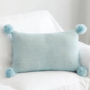 Pastel knit pompom ball cushion cover bedroom decor by Decorbites