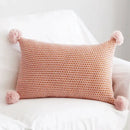 Pastel knit pompom ball cushion cover bedroom decor by Decorbites