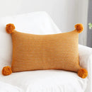 Pastel knit pompom ball cushion cover bedroom decor by Decorbites