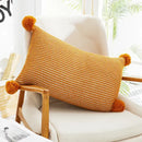 Pastel knit pompom ball cushion cover bedroom decor by Decorbites