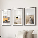 California Beach Set of 3 Prints. Surfer, Retro Van Decor by Wall Art Set
