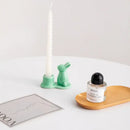 Pastel multi color bunny rabbit ceramic candle holder dining room by Decorbites