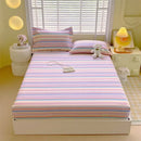 GobekUsa Cotton Striped Fitted Bed Sheet for Queen Double Mattress Cover