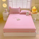 GobekUsa Cotton Striped Fitted Bed Sheet for Queen Double Mattress Cover