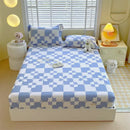 GobekUsa Cotton Striped Fitted Bed Sheet for Queen Double Mattress Cover