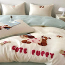 GobekUsa Cartoon Embroidery Cotton Bedding Set - Summer Cool, Skin Friendly Flat Sheet Kit