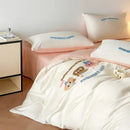 GobekUsa Cartoon Embroidery Cotton Bedding Set - Summer Cool, Skin Friendly Flat Sheet Kit