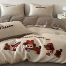 GobekUsa Cartoon Embroidery Cotton Bedding Set - Summer Cool, Skin Friendly Flat Sheet Kit