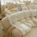 GobekUsa Cotton Small Florals Princess Bedding Set - Queen Size - Duver Cover Bed Sheet Bed Skirt Pillowcases