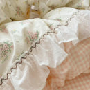 GobekUsa Cotton Small Florals Princess Bedding Set - Queen Size - Duver Cover Bed Sheet Bed Skirt Pillowcases