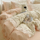 GobekUsa Cotton Small Florals Princess Bedding Set - Queen Size - Duver Cover Bed Sheet Bed Skirt Pillowcases