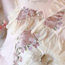 GobekUsa Flowers Lace Ruffles Wedding Bedding Set 1000TC Egyptian Cotton Duvet Cover Set