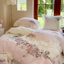 GobekUsa Flowers Lace Ruffles Wedding Bedding Set 1000TC Egyptian Cotton Duvet Cover Set