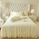 GobekUsa Cotton Lace Princess Bed Sheet Set with Solid Color Bedspread
