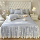 GobekUsa Cotton Lace Princess Bed Sheet Set with Solid Color Bedspread