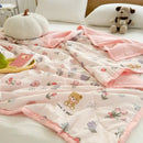 GobekUsa Cartoon Bear Printed Summer Quilt Lightweight Soft Cooling Blanket