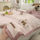 GobekUsa Cartoon Bear Printed Summer Quilt Lightweight Soft Cooling Blanket