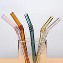 Pastel ridged glass straws set kitchen eco friendly drinking tubes by Decorbites