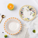 GobekUsa Bone China Flower Coffee Cup Saucers Set, Elegant Pastoral Tea Time Essentials