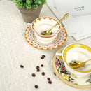 GobekUsa Bone China Flower Coffee Cup Saucers Set, Elegant Pastoral Tea Time Essentials