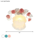 GobekUsa Pastoral Style Ruffle Glass Semi Flush Light in Pink/White/Blue - Perfect for Dining Room Ceiling