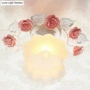GobekUsa Pastoral Style Ruffle Glass Semi Flush Light in Pink/White/Blue - Perfect for Dining Room Ceiling