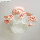 GobekUsa Pastoral Style Ruffle Glass Semi Flush Light in Pink/White/Blue - Perfect for Dining Room Ceiling