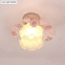 GobekUsa Pastoral Style Ruffle Glass Semi Flush Light in Pink/White/Blue - Perfect for Dining Room Ceiling