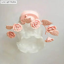 GobekUsa Pastoral Style Ruffle Glass Semi Flush Light in Pink/White/Blue - Perfect for Dining Room Ceiling