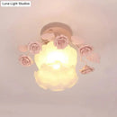 GobekUsa Pastoral Style Ruffle Glass Semi Flush Light in Pink/White/Blue - Perfect for Dining Room Ceiling