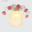 GobekUsa Pastoral Style Ruffle Glass Semi Flush Light in Pink/White/Blue - Perfect for Dining Room Ceiling