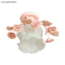 GobekUsa Pastoral Style Ruffle Glass Semi Flush Light in Pink/White/Blue - Perfect for Dining Room Ceiling