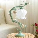 GobekUsa Pastoral Rose Ceramic Lamp w/ Cream Glass Shade - Elegant Living Room Table Light