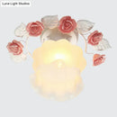 GobekUsa Pastoral Style Ruffle Glass Semi Flush Light in Pink/White/Blue - Perfect for Dining Room Ceiling