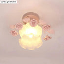 GobekUsa Pastoral Style Ruffle Glass Semi Flush Light in Pink/White/Blue - Perfect for Dining Room Ceiling