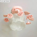 GobekUsa Pastoral Style Ruffle Glass Semi Flush Light in Pink/White/Blue - Perfect for Dining Room Ceiling