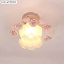 GobekUsa Pastoral Style Ruffle Glass Semi Flush Light in Pink/White/Blue - Perfect for Dining Room Ceiling