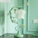 GobekUsa Pastoral Rose Ceramic Lamp w/ Cream Glass Shade - Elegant Living Room Table Light