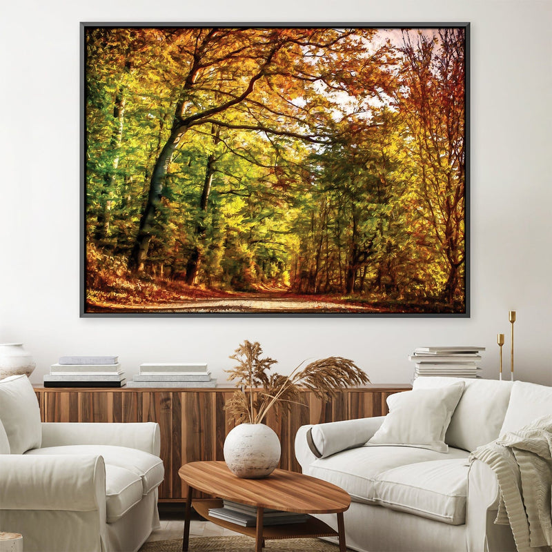 Pathway Through Autumn Leaves Canvas