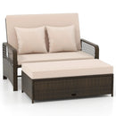 Patio Adjustable Wicker Daybed with 4-Level Backrest and Soft Cushions by LJGDeals