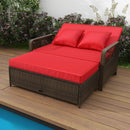 Patio Adjustable Wicker Daybed with 4-Level Backrest and Soft Cushions by LJGDeals