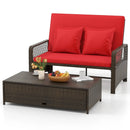 Patio Adjustable Wicker Daybed with 4-Level Backrest and Soft Cushions by LJGDeals