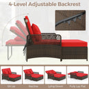 Patio Adjustable Wicker Daybed with 4-Level Backrest and Soft Cushions by LJGDeals