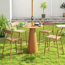 Patio Barstools Set of 2 with Rattan Seat and Metal Backrest-Light Brown by LJGDeals
