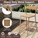 Patio Barstools Set of 2 with Rattan Seat and Metal Backrest-Light Brown by LJGDeals